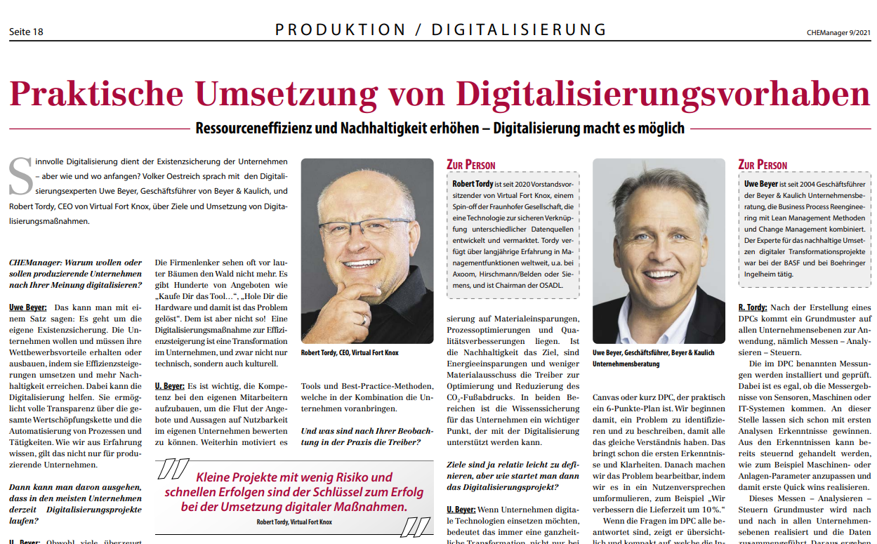 Artikel Magazin CHEManager 9/21